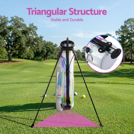 Everfit Golf Stand Bag Lightweight Sunday Pitch And Putt Bag Holographic.