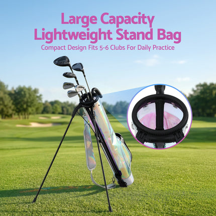 Everfit Golf Stand Bag Lightweight Sunday Pitch And Putt Bag Holographic.