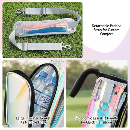 Everfit Golf Stand Bag Lightweight Sunday Pitch And Putt Bag Holographic.