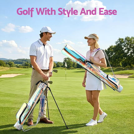 Everfit Golf Stand Bag Lightweight Sunday Pitch And Putt Bag Holographic.