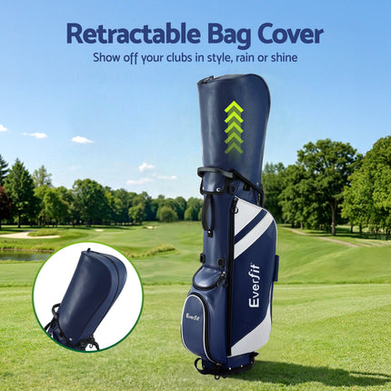Everfit Golf Stand Bag Lightweight Carry Bag Dual Strap Club Divider Blue.