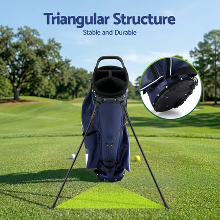 Everfit Golf Stand Bag Lightweight Carry Bag Dual Strap Club Divider Blue.
