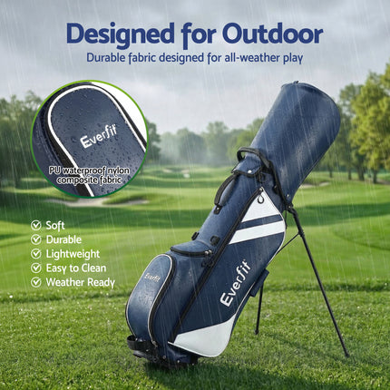 Everfit Golf Stand Bag Lightweight Carry Bag Dual Strap Club Divider Blue.