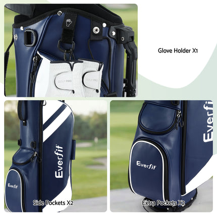 Everfit Golf Stand Bag Lightweight Carry Bag Dual Strap Club Divider Blue.