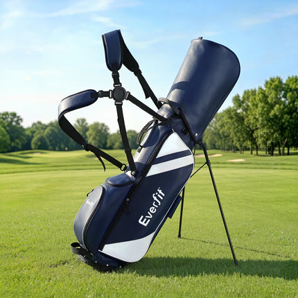 Everfit Golf Stand Bag Lightweight Carry Bag Dual Strap Club Divider Blue.