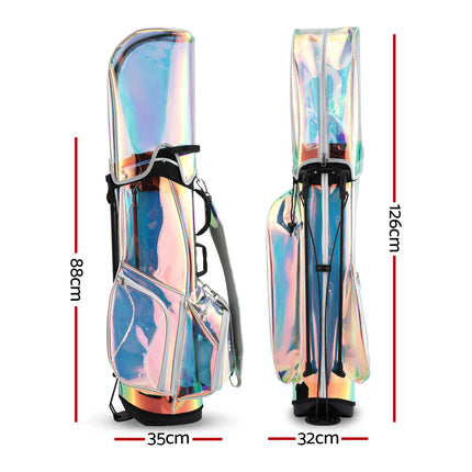 Everfit Golf Stand Bag Lightweight Carry Bag Dual Strap Club Divider Holographic.