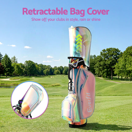 Everfit Golf Stand Bag Lightweight Carry Bag Dual Strap Club Divider Holographic.