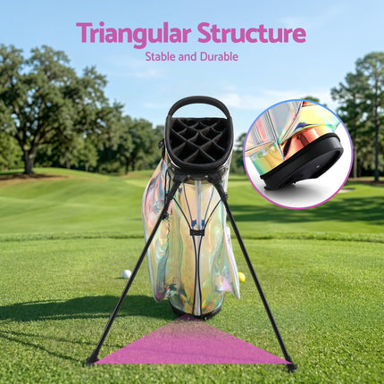 Everfit Golf Stand Bag Lightweight Carry Bag Dual Strap Club Divider Holographic.