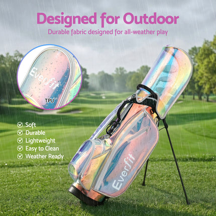 Everfit Golf Stand Bag Lightweight Carry Bag Dual Strap Club Divider Holographic.