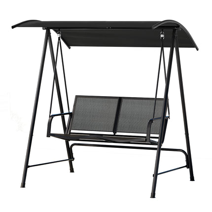 Gardeon Outdoor Swing Chair Garden Bench Furniture Canopy 3 Seater White Grey.