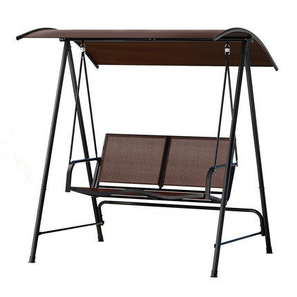 Gardeon Outdoor Swing Chair Garden Bench Furniture Canopy 3 Seater White Grey.