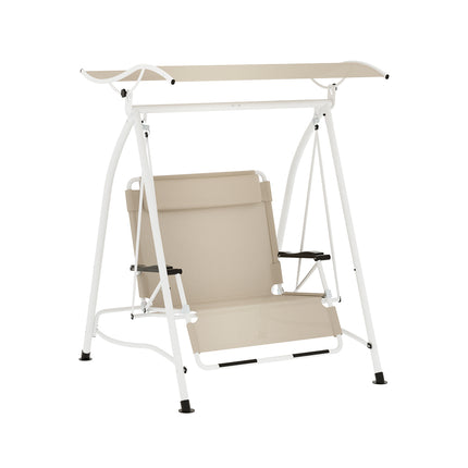 Gardeon Outdoor Swing Chair Garden Bench Furniture Canopy 3 Seater White Grey.