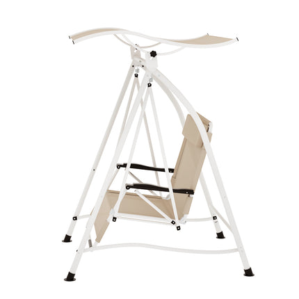 Gardeon Outdoor Swing Chair Garden Bench Furniture Canopy 3 Seater White Grey.