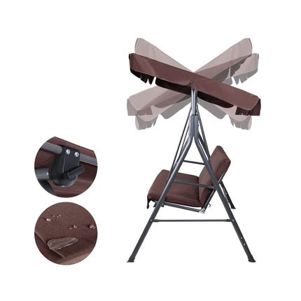 Gardeon Outdoor Swing Chair Garden Chair Bench Furniture Canopy 3 Seater Brown.