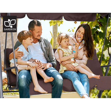 Gardeon Outdoor Swing Chair Garden Chair Bench Furniture Canopy 3 Seater Brown.
