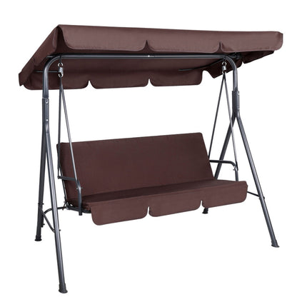 Gardeon Outdoor Swing Chair Garden Chair Bench Furniture Canopy 3 Seater Brown.