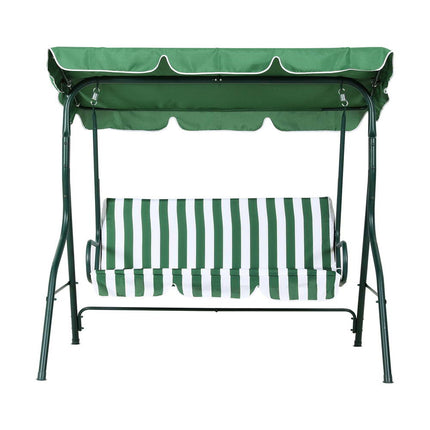 Gardeon Outdoor Swing Chair Garden Bench Furniture Canopy 3 Seater White Green.