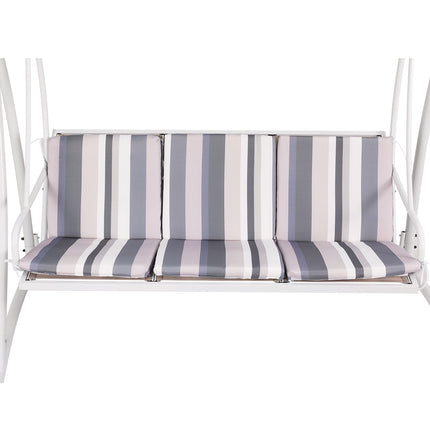 Gardeon Outdoor Swing Chair Garden Bench Furniture Canopy 3 Seater White Grey.
