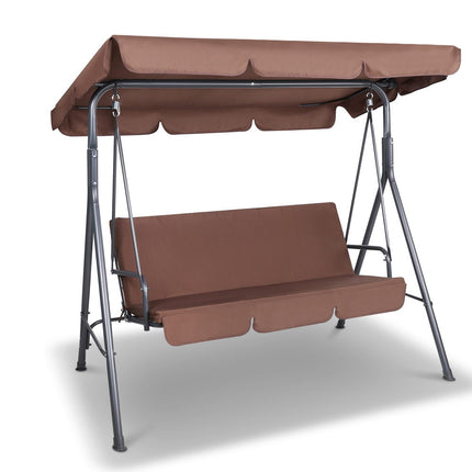 Gardeon Outdoor Swing Chair Garden Chair Bench Furniture Canopy 3 Seater Black.