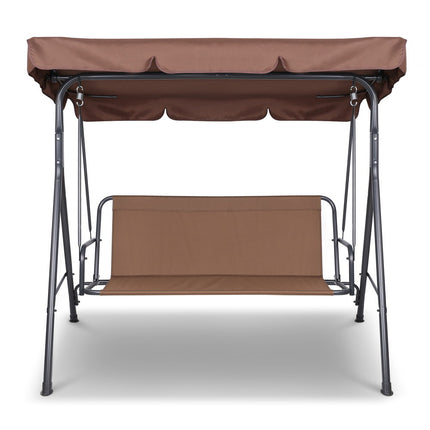 Gardeon Outdoor Swing Chair Garden Chair Bench Furniture Canopy 3 Seater Black.
