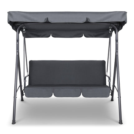 Gardeon Outdoor Swing Chair Garden Chair Bench Furniture Canopy 3 Seater Grey.
