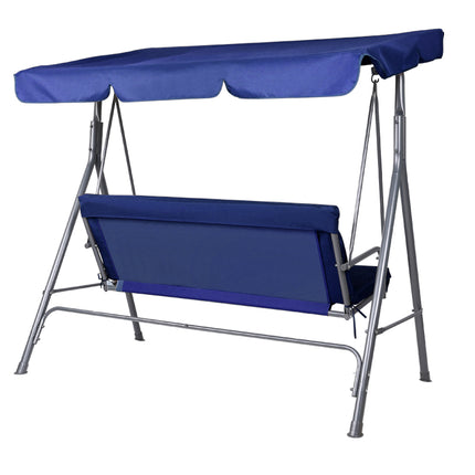Gardeon Outdoor Swing Chair Garden Bench Furniture Canopy 3 Seater Navy.