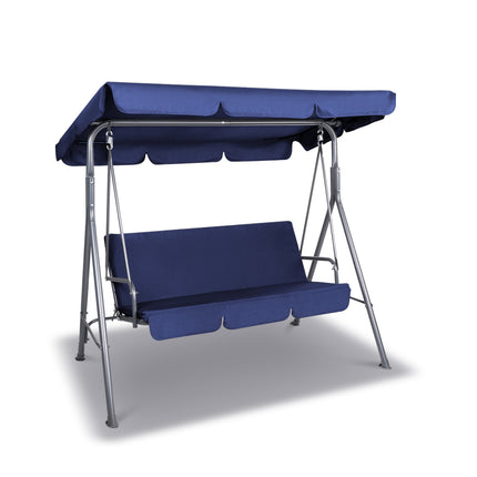Gardeon Outdoor Swing Chair Garden Bench Furniture Canopy 3 Seater Navy.