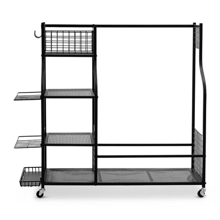 Everfit Golf Bag Storage Golf Storage Garage Organizer with Wheels Black.