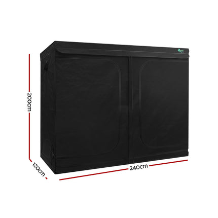 Green Fingers Grow Tent 240x120x200CM Hydroponics Kit Indoor Plant Room Black.