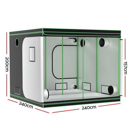 Green Fingers Grow Tent Kits 240x240x200cm Hydroponics Indoor Grow System Black.