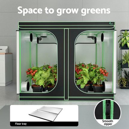 Green Fingers Grow Tent Kits 240x240x200cm Hydroponics Indoor Grow System Black.