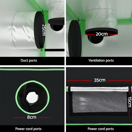Green Fingers Grow Tent Kits 240x240x200cm Hydroponics Indoor Grow System Black.