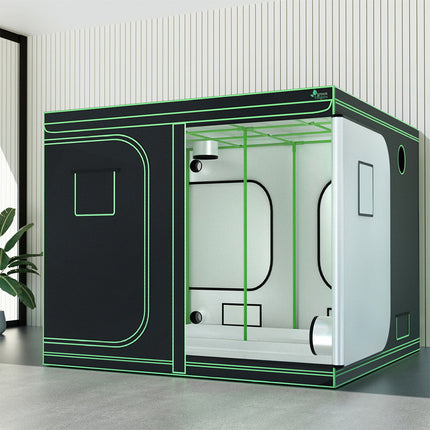 Green Fingers Grow Tent Kits 240x240x200cm Hydroponics Indoor Grow System Black.