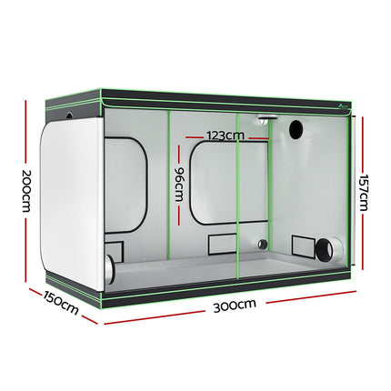 Green Fingers Grow Tent Kits 300x150x200cm Hydroponics Indoor Plant Grow System.