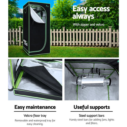 Green Fingers Grow Tent 70x70x160CM 1680D Hydroponics Kit Indoor Plant Room System.