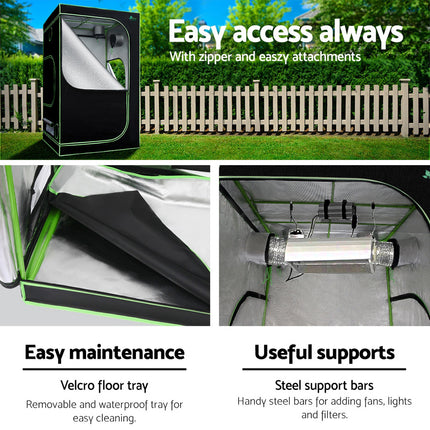 Green Fingers Grow Tent 70x70x160CM 1680D Hydroponics Kit Indoor Plant Room System.