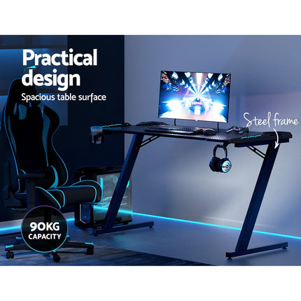 Artiss Gaming Desk Computer Desks LED Light 140CM.