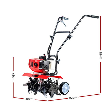 Giantz 65CC Tiller Rototiller Garden Cultivator 6 Blades Soil Power Rotary Hoe.