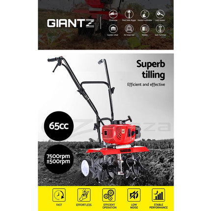 Giantz 65CC Tiller Rototiller Garden Cultivator 6 Blades Soil Power Rotary Hoe.