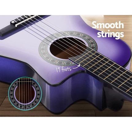 Alpha 34 Inch Classical Guitar Wooden Body Nylon String Beginner Kids Gift Purple.