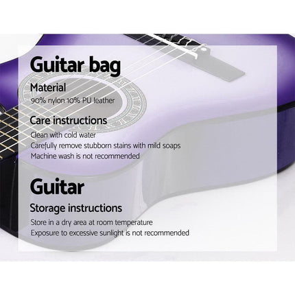 Alpha 34 Inch Classical Guitar Wooden Body Nylon String Beginner Kids Gift Purple.