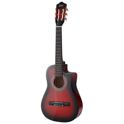 Alpha 34 Inch Classical Guitar Wooden Body Nylon String w/ Stand Beignner Red.