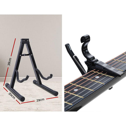 Alpha 34 Inch Classical Guitar Wooden Body Nylon String w/ Stand Beignner Red.