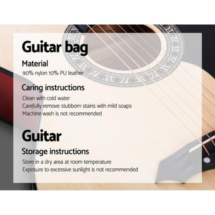 Alpha 38 Inch Acoustic Guitar Wooden Body Steel String Full Size Cutaway Wood.