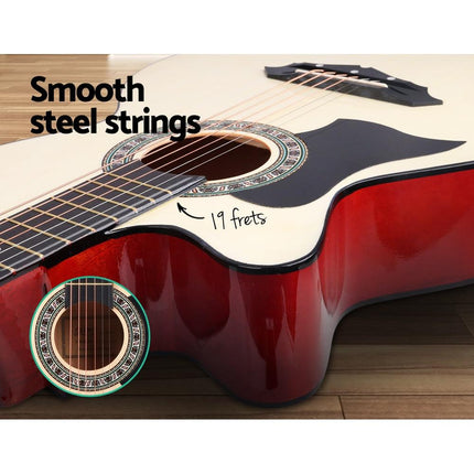 Alpha 38 Inch Acoustic Guitar Wooden Body Steel String Full Size Left Handed.