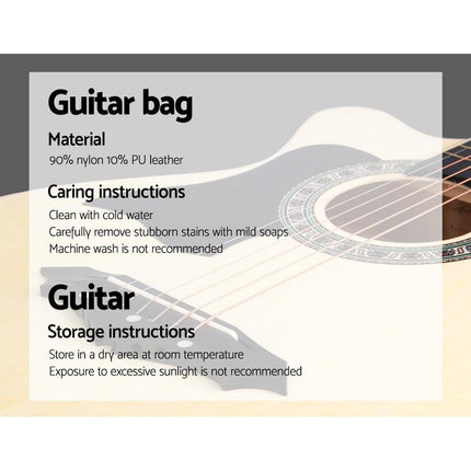 Alpha 38 Inch Acoustic Guitar Wooden Body Steel String Full Size Left Handed.