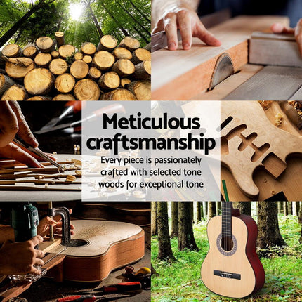 Alpha 39 Inch Classical Guitar Wooden Body Nylon String Beginner Gift Natural.