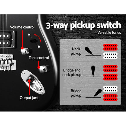 Alpha 41 Inch Electirc Guitar Humbucker Pickup Switch Full Size Black.