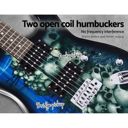 Alpha 41 Inch Electirc Guitar Humbucker Pickup Switch Full Size Skull Pattern.