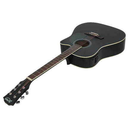 Alpha 41 Inch Acoustic Guitar Equaliser Electric Output Jack Cutaway Black.